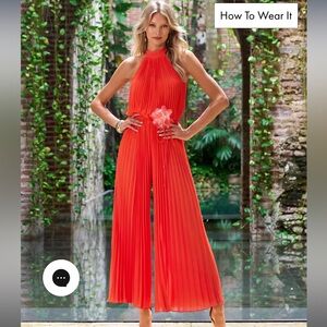 Beautiful vibrant orange high neck jumpsuit